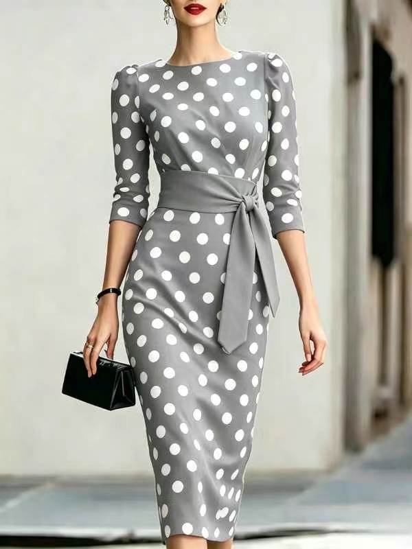 🔥LAST DAY SAVE 49% ⏰Elegant Artistic Polka-dot Print Stretch Dress