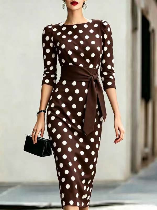 🔥LAST DAY SAVE 49% ⏰Elegant Artistic Polka-dot Print Stretch Dress