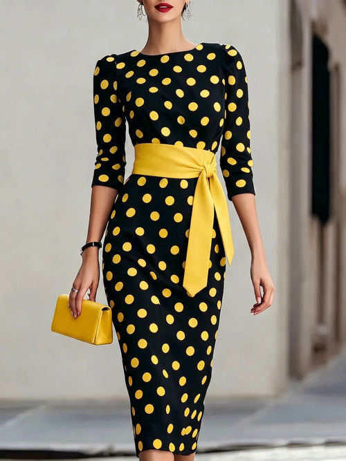 🔥LAST DAY SAVE 49% ⏰Elegant Artistic Polka-dot Print Stretch Dress