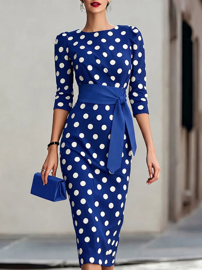 🔥LAST DAY SAVE 49% ⏰Elegant Artistic Polka-dot Print Stretch Dress